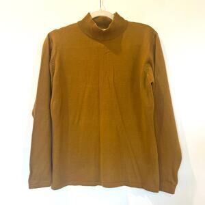 Vtg JH Collectibles 100% merino wool Mockneck turtleneck sweater gold brown